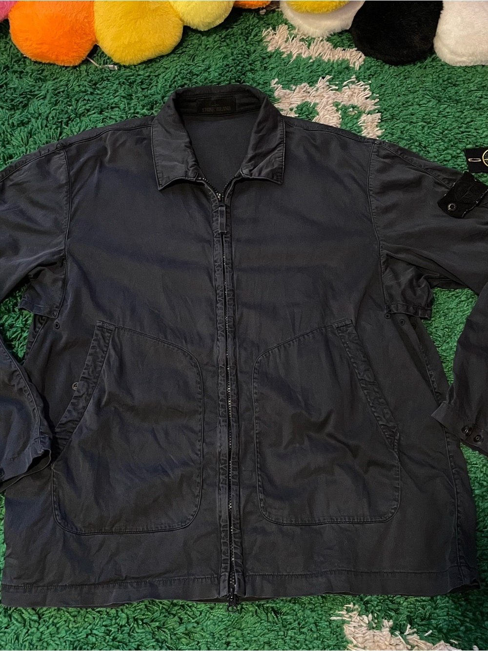 Stone Island black over shirt shadow Zip-Front Casual Jacket